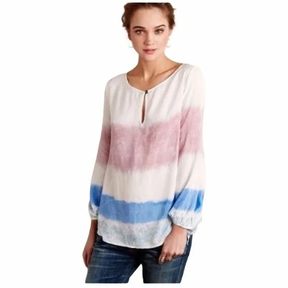 Holding Horses Tie Dye Americana Peasant Blouse M - Picture 2 of 12